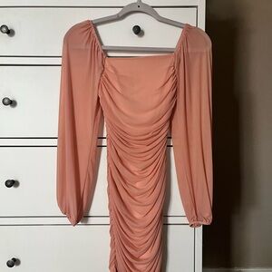 Elegant Peach Long Sleeve Dress